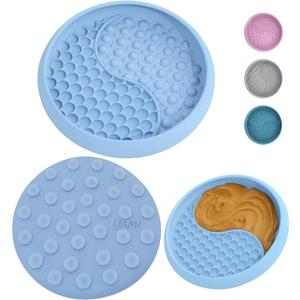 YAMI Dog Lick Bowl, Lick Mat for Dogs, Wet Food Cat Slow Feeder, Freeze Bowl, Enrichment & Puzzle Toy for Anxiety Relief, Food-Grade Silicone, Suction Cups, Dishwasher Fit, for All Breed (Light Blue)