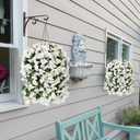 INSPRING Artificial Bougainvillea Faux Flowers Plants Baskets for Outdoor Outside Decoration, 3PCS Fake Silk Flowers Long Trailing Vines UV Resistant Realistic for Front Door Porch Patio (White)