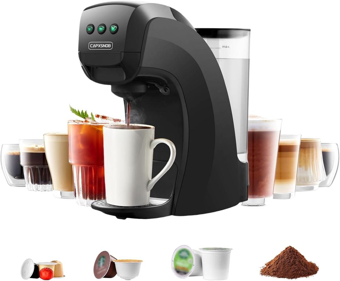 WARRIORS1 Single Serve Coffee Maker for Keurig K Cup Pod, Espresso Machine for Nespresso, Dolce Gusto, Coffee Machine for Ground Coffee, 3 Brew Sizes Esprsso Maker, Programmable, 28 oz Reservoir (black)