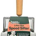 Sprinkle & Sweep Metal Cat Litter Scoop - Heavy Duty Litter Scooper & Speed Sifter with Comfortable Beech Wood Grip - Washable Convenient Stand for Easy and Efficient Cleaning