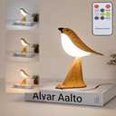 Small Bird Desk Lamp, Rechargeable Cordless Table Lamp with 3 Color Temperatures, Remote Control & Touch Sensor, Multi-Function Battery Operated Bird Night Light for Bedroom, Kids, 1 Pack