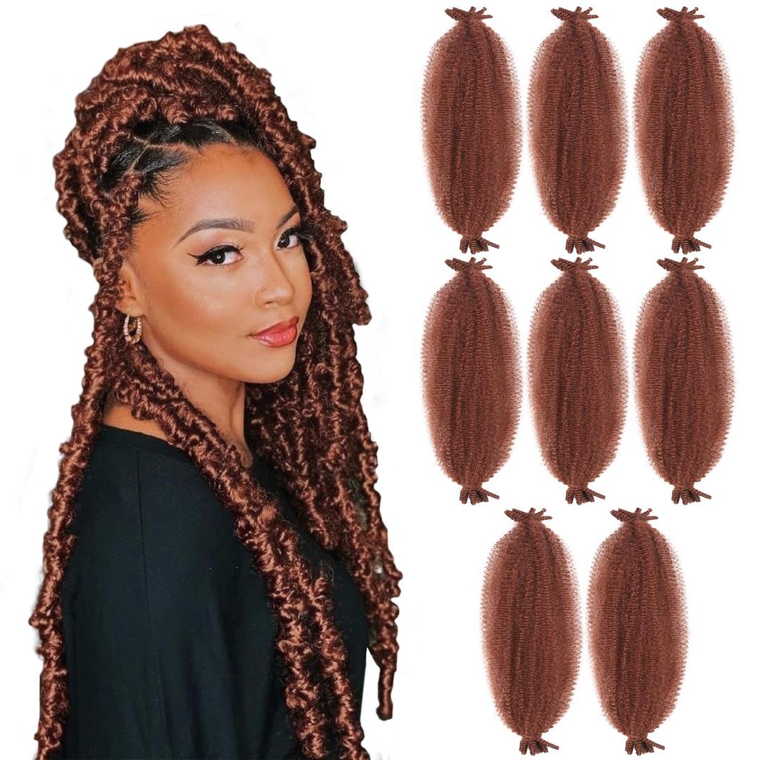 WIGER Marley Twist Braiding Hair 18 Inch 8 Packs Ginger Afro Kinky Curly Crochet Braids Pre-Separated Spring Twist Crochet Hair Three-tone Synthetic Afro Twist Extensions for Faux Locs (350 Color)