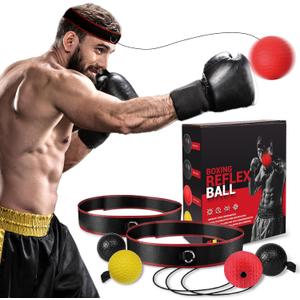 KTEBO Boxing Reflex Ball Headband Set - Includes 4 Different Balls and 2 Adjustable Headbands for Beginner Proficiency Improvement, Great Boxing Equipment