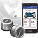 FOBO Bike 2 TPMS (Silver) - Wireless Tire Pressure Monitoring System with Bluetooth 5.0 | Real-Time Tire Pressure Sensor | Easy DIY Installation for Motorcycle | Compatible with iOS & Android