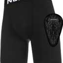 Boys Youth Baseball Cup Underwear Kids Football Compression Shorts with Soft Protective Athletic Cup Boxer Briefs (Large, Black)