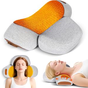 3-in-1 Neck Massager Pillow- Cervical Rechargeable Massage Neck Hump for Back Shoulder Pain Relief, with Heat, Traction, Hump Corrector