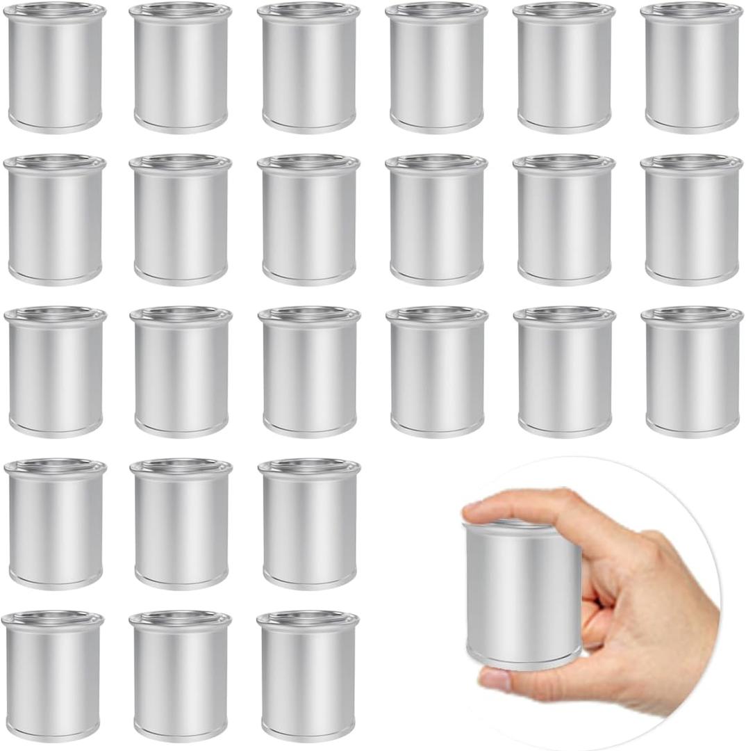 24 Pack Empty Metal Paint Cans with Lids, 1/4 Pint Size, 1/2 Cup Capacity Touch Up Paint Containers