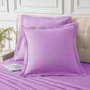Homiest Euro Sham Covers 24x24 Inch Set of 2, Light Purple Pillow Shams with 2 Inch Wide Decorative Flange, European Square Pillowcases 24x24 Pillow Covers, Soft & Cozy Microfiber, Envelope Closure