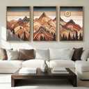 IARTTOP Large Mountain Framed Canvas Wall Art 16x24 Inch Vintage Mountain Landscape Art Prints Set of 3 Abstract Nature Scenery Wall Decor for Living Room Bedroom Office