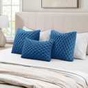 MIULEE Navy Blue Faux Fur Decorative Throw Pillow Covers 16x16 Inch Set of 2 Super Soft Cozy Plush Cushion Cases Luxury Fluffy Pillowcases for Sofa Couch Bed Living Room