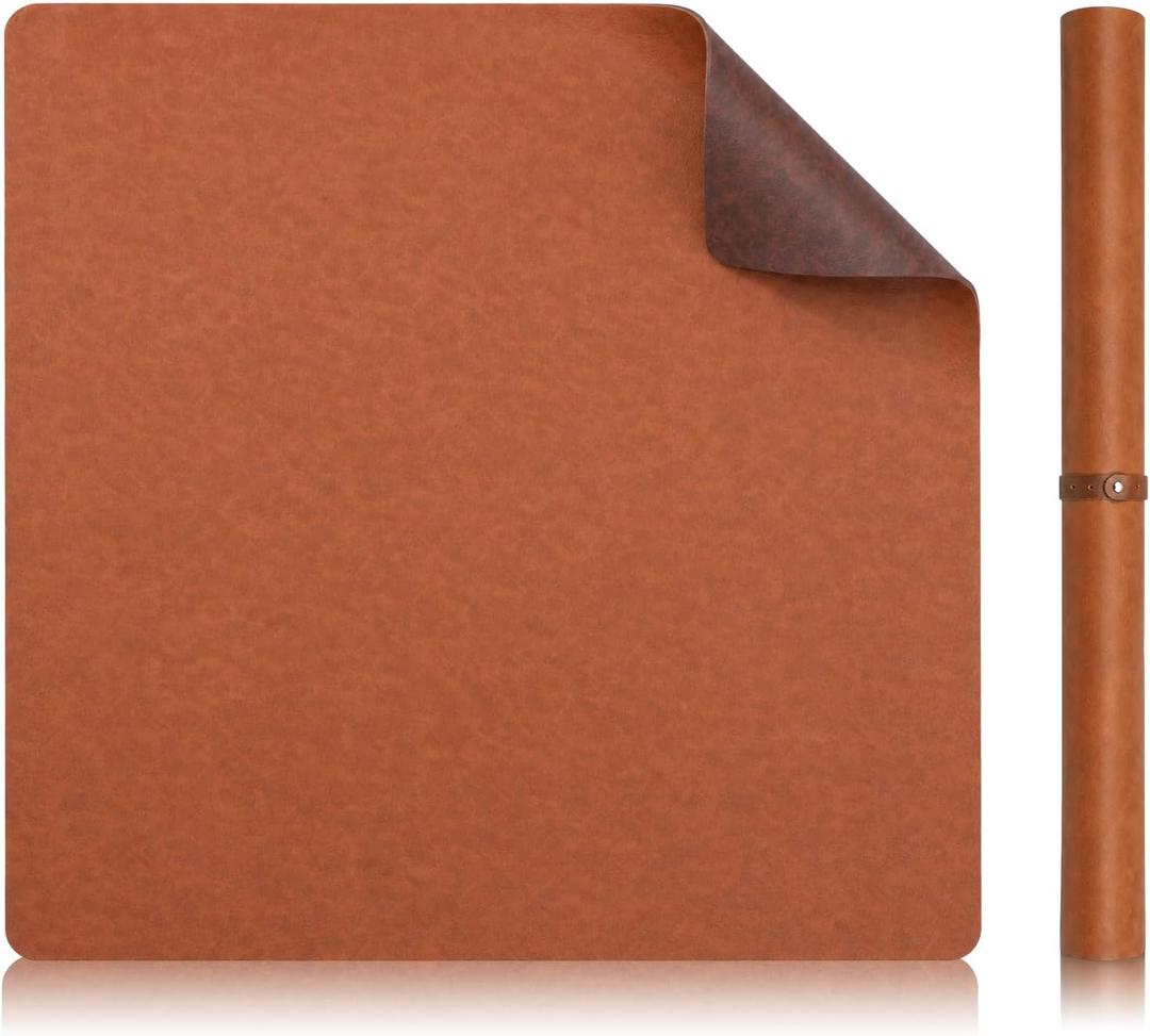 Drydiet Vegan Leather Mahjong Game Mat 31.5 x 31.5 Inch Reversible Anti Slip Noise Reducing Waterproof Mahjong Mat for Table, Poker, Board Games, Dominoes and Card Game(Brown and Coffee)