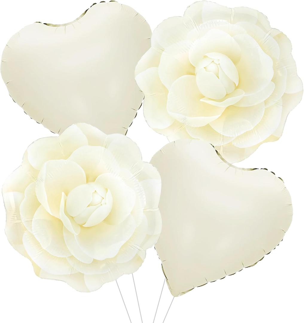 White Camellia Flower Balloons Easter Baptism Balloons First Communion Memorial Release Themed Decor for Wedding Baby Bridal Shower Confirmation Mi Bautizo Christening Jesus Birthday Party Decorations
