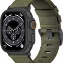 Nylon Watch Band for Apple Watch Ultra 3/2/1 Band 49mm 46mm 45mm 44mm 42mm(Series 1 2 3), Adjustable Breathable iWatch Straps for Apple Watch Ultra Bands for Men 11/10/9/8/7/6/SE/5/4/3/2/1 (Army Green (Black buckle))