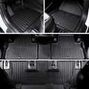 Floor Mats Cargo Mat with Backrest Mats for 2020-2025 Kia Telluride 7/8 Passenger Car Mats Accessories, All Weather TPE Protectors Cargo Liner Seat Back Covers(Floor Mats+2-in-1 Cargo Mat)