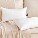 Organic Feather Down Lumbar Pillow Inserts (14x24 Inch, Set of 2) - 100% Cotton Shell, Filling of Feathers & Memory Foam, Rectangular Decorative Pillow Form Core for Couch, Sofa, and Bed
