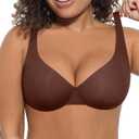 FeelinGirl Bras for Women Unlined No Padding Comfort Underwire Plus Size Full Coverage Seamless Plunge Everyday Bras (36C, Mocca)