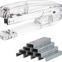 Transparent Acrylic Stapler for Office, Clear Staplers for Desk, Silver Desktop Stapler with 1000 Pcs Standard 1/4" Staples for, Home, School, Business & Classroom Supplies