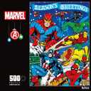 Buffalo Games Marvel - Season's Greeting from The Avengers - 500 Piece Christmas Jigsaw Puzzle - Festive Holiday Puzzles for Adults Precision-Cut Pieces, Winter Artwork
