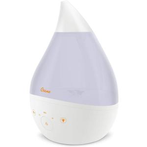Crane 4-in-1 White Drop Ultrasonic Cool Mist Humidifier with Sound Machine, Night Light, Aroma Tray, 1 Gallon Top Fill White