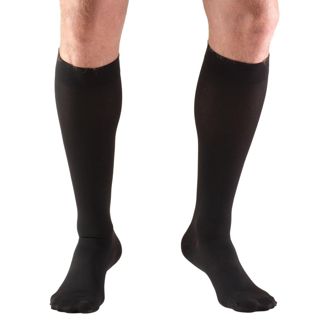 Truform 20-30 mmHg Compression Stockings for Men and Women, Knee High Length, Closed Toe, Black, Medium (Medium (1 Pair), Black)