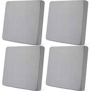 Newwiee Set of 4 Stretch Patio Cushion Covers Sofa Couch Seat Chair Slipcovers Cushion Cover Replacement Furniture Protector for Pets Washable(Light Grey,Seat Cover,Solid)