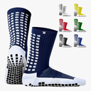 Lux Dual Grip Socks - Soccer Grip Socks for Men and Women. GripArray Performance & Comfort Large, Pack Of 2 (Blue and White)