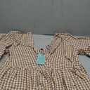 Women's Gingham Puff Sleeve Tie Front Babydoll Mini Dress (X-Large, Caramel White)