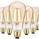 Sigalux Edison Bulbs, E26 LED Bulb 60 Watt Dimmable Vintage Light Bulbs, LED Filament Amber Light Bulb with 90 CRI, ST19 Antique Old Fashioned Retro Light Bulb 2700K Soft White, 9W, 700LM, 6 Pack