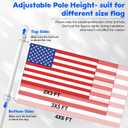 Anovo Flag Pole Kit- Upgraded Holder, Stainless Steel 5 FT Flag Poles with1 Inch Metal 360 Rotating Flag Pole Rings Two-Position Flag Pole Bracket Mounting for Outside House Porch (5 FT - White)