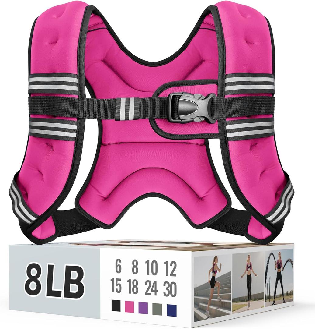 Weighted Vest for Women & Men with Reflective Stripe and Adjustable Buckle, Comfortable & Durable Rucking Vest for Walking, Running & Strength Training 8lbs