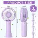 Tujoe 6 Pcs Mini Powerful Handheld Fan 3 Speed Personal Small Portable Rechargeable Fan with Base USB for Women Eyelash Makeup Office Travel Beach Indoor Outdoor (Purple)