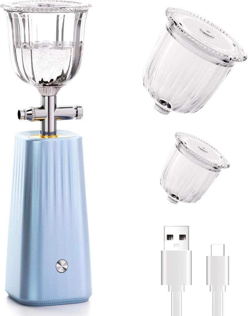 Nano Facial Mister  Face Steamer with 0.3mm Fine Mist, Rechargeable Deep Hydration for Skin Care & Makeup, Mini Atomizer for Water or Toner, Travel Size  Blue