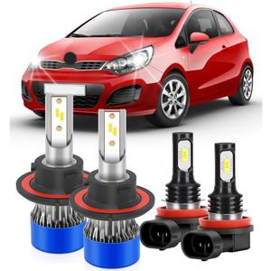 For Kia Soul 2009-2020 Lights Bulbs With Cooling Fan, 800% Brightness Hi and Lo Beam+Fog Light Bulbs, 6000K White, 20000LM Super Bright, Efficient Heat Dissipation, Plug And Play, 4PCS