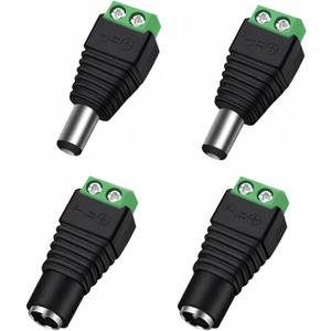 California JOS 2 Male + 2 Female 12 V 2.1x5.5mm DC Power Jack Plug Adapter Barrel Connector for CCTV Security Camera LED Strip