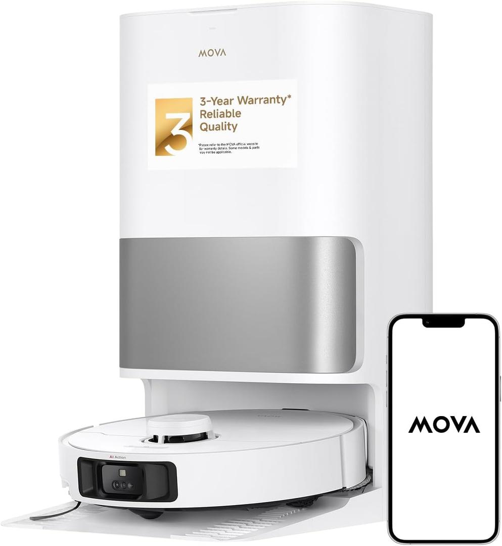 Mova P10 Pro Ultra Robot Vacuum and Mop 13,000Pa Suction, 140F Hot Water Auto Mop Washing & Drying, Dual Spinning Extenable Mop,10.5mm Lifting for Carpet, 360Obstacle Avoidance, App Control