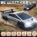 RC Drift Car, 1:24 4WD Futuristic Pickup Remote Control Car, High/Low Speed, 2 Sets of Drift & Off-Road Tires, 2.4GHz LED Toy Car, 2 Batteries, Gift for Boys Girls 6-16