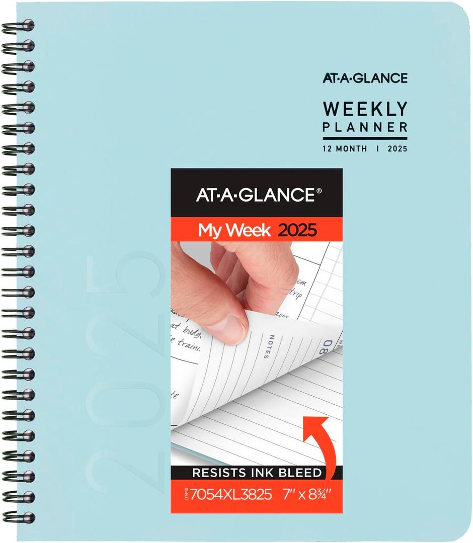 AT-A-GLANCE 2025 Planner, Weekly & Monthly, 7" x 8-3/4", Medium, Contemporary Lite, Sky Blue (7054XL3825)