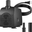 Submersible Pump 200GPH (800 L/H 15W) Ultra Quiet with Over Heating Protection 5.2ft High Lift for Fountains, Hydroponics, Ponds, Aquariums & More