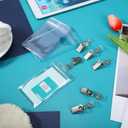 100 Sets ID Badge Holder with Metal Badge Clips and PVC Straps Waterproof Sealed Clear Plastic Vertical Name Tag Holder for Name Tag Work Card Drive License Clips Office Car