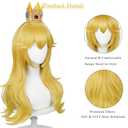 Wiggy Mermaid Blonde Wavy Wig for Adult, Long Golden Cosplay Wigs + Crown Brooch Earrings Accessories + Wig Cap for Halloween Costume Party