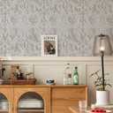 White Damask Wallpaper  Baroque Peel and Stick Wallpaper for Accent Walls, Living Room & Bedroom Decor | Self Adhesive, Waterproof Vinyl, 17.7" x 236"