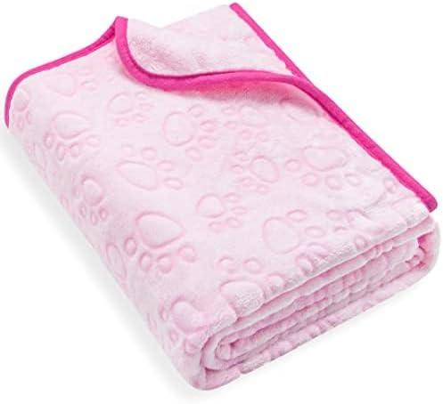 Pink Blanket for Dog Accessories Girl, Pink Stuff for Small Puppy Kitten Indoor Cats, Washable Soft Dog Blanket Supplies (32x40 inches)