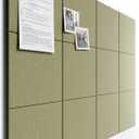 Bumusty Large Cork Board 48" x 36" Alternative - 12 Pack Felt Wall Tiles with 70 Safe Removable Adhesive Tabs, 30 Pushpins, Cork Boards for Walls Pin Board Bulletin Board Office Decor (Olive Green)