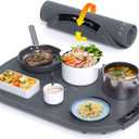 Warming Tray Mat, Silicone Food Warming Tray for Buffets & Parties, Electric Heating Mat for Food with 8 Temperature Settings, Roll-Up Storage (Gray)