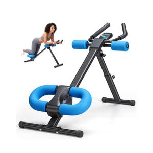 OLIXIS Ab Machine, Ab Workout Equipment for Home Gym, Adjustable Abdominal Trainer for Stomach Workout, Foldable Core Strength Exercise Machine with 440LBS, LCD Display, Knee Protection, Blue