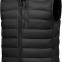 Rdruko Men's Puffer Vest Lightweight Outerwear Winter Warm Outdoor Hiking Casual Vest with 5 Pockets (Large, Black)