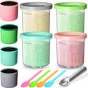 Containers Replacement for Ninja Creami Pints and Lids, 16oz Ice Cream Cups Compatible with Ninja Creami NC299AMZ NC300s Series Maker, for Ninja Ice Cream with Insulated Sleeves(4 Pack)