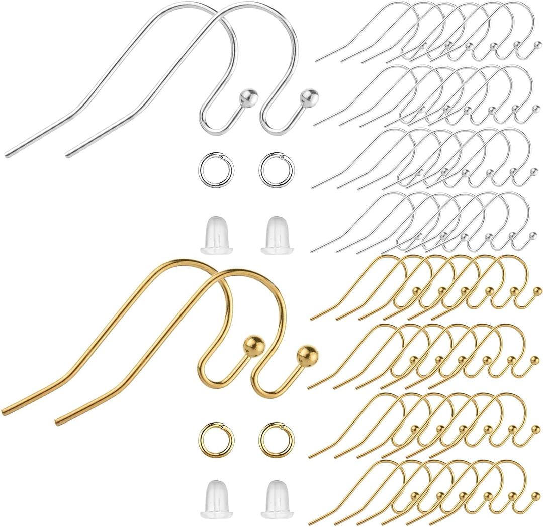 Earring Hooks, 600pcs Hypoallergenic Earrings Making kit(Silver and Gold) Earrings Finding Component Accessories,Earring Backs,Jump Rings for Jewelry Making DIY Craft