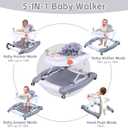 5 in 1 Foldable Baby Walker, Activity Baby Walker-Baby Bouncer, Rocker, Activity Center,Seat and Push Walker,Detachable Trampoline Mat, Adjustable Speed Rear Wheels and Height,Ages 6-18 Months(Grey)