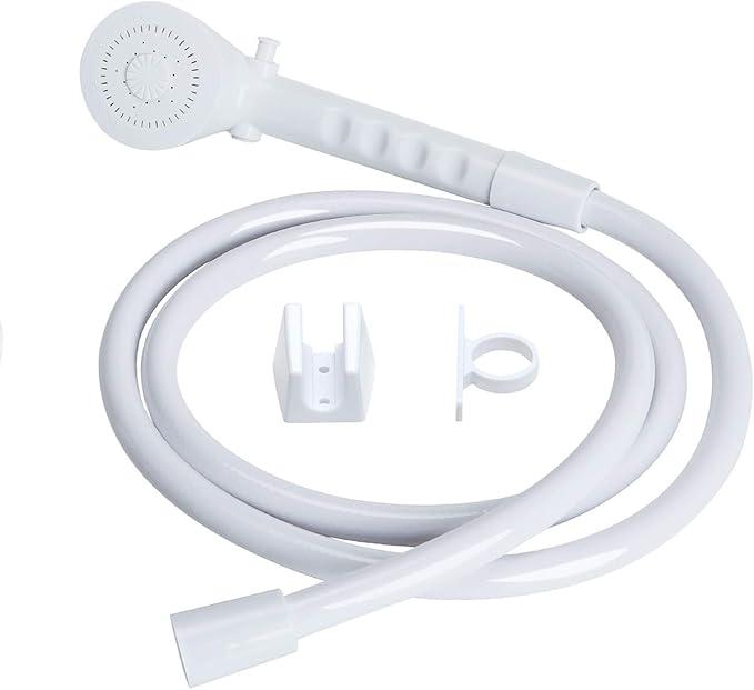 RV Shower Head with Hose - Non-Metallic Outdoor RV Shower Kits Replacement with Pause Function for RVs, Fifth Wheels, Motor Homes, Travel Trailers, Campers, Boats, White